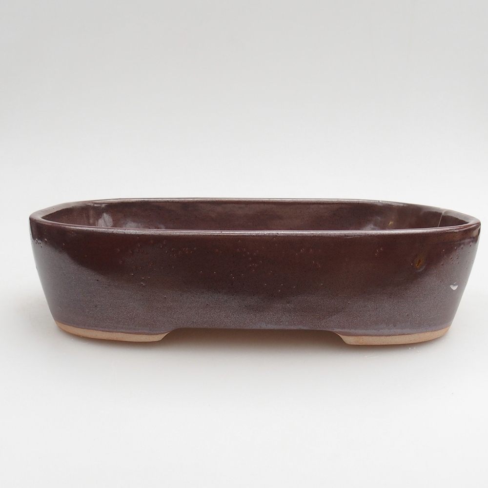 Ceramic bonsai bowl 23 x 18,5 x 5,5 cm, brown