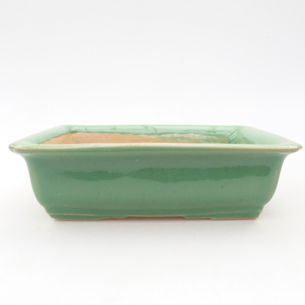 Ceramic bonsai bowl 13,5 x 10 x 4 cm, green
