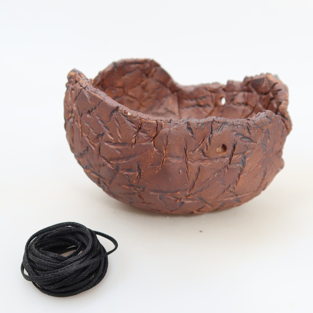 Ceramic Kokedama Pot, 12 x 12 x 7.5 cm, brown