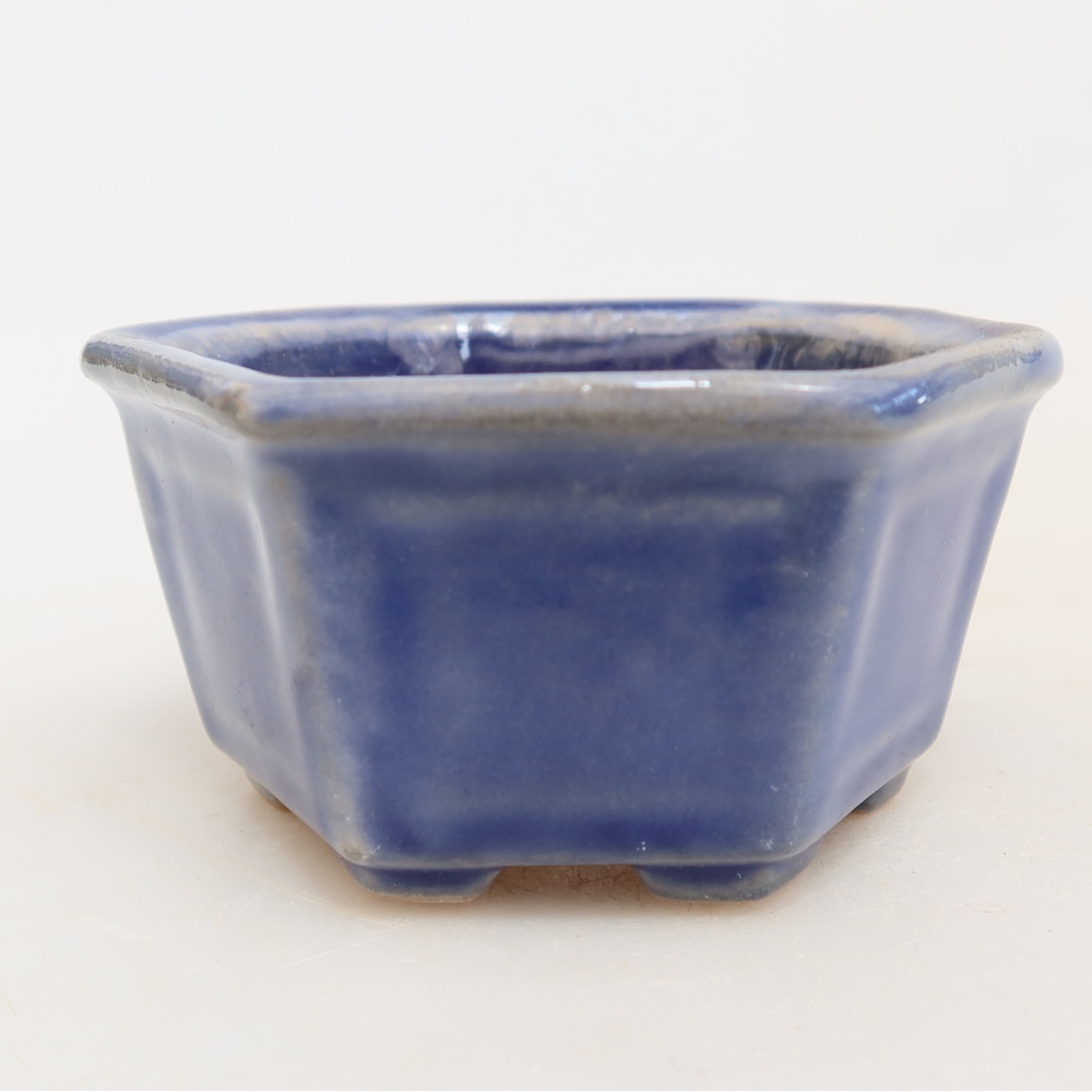 Ceramic bonsai pot, 7.5 x 7 x 4 cm, blue