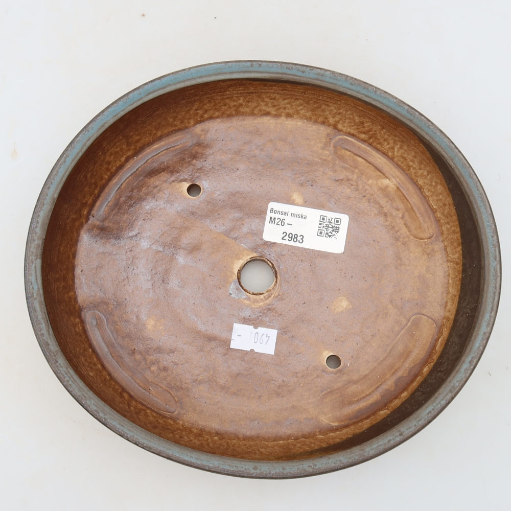 Ceramic bonsai pot, 21 x 19 x 4.5 cm, blue