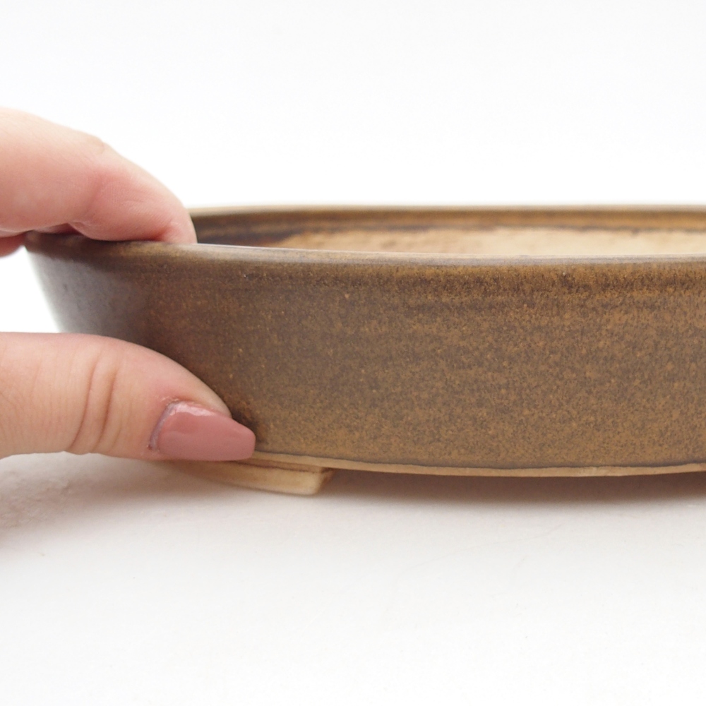 Ceramic bonsai bowl 22,5 x 20 x 4,5 cm, brown