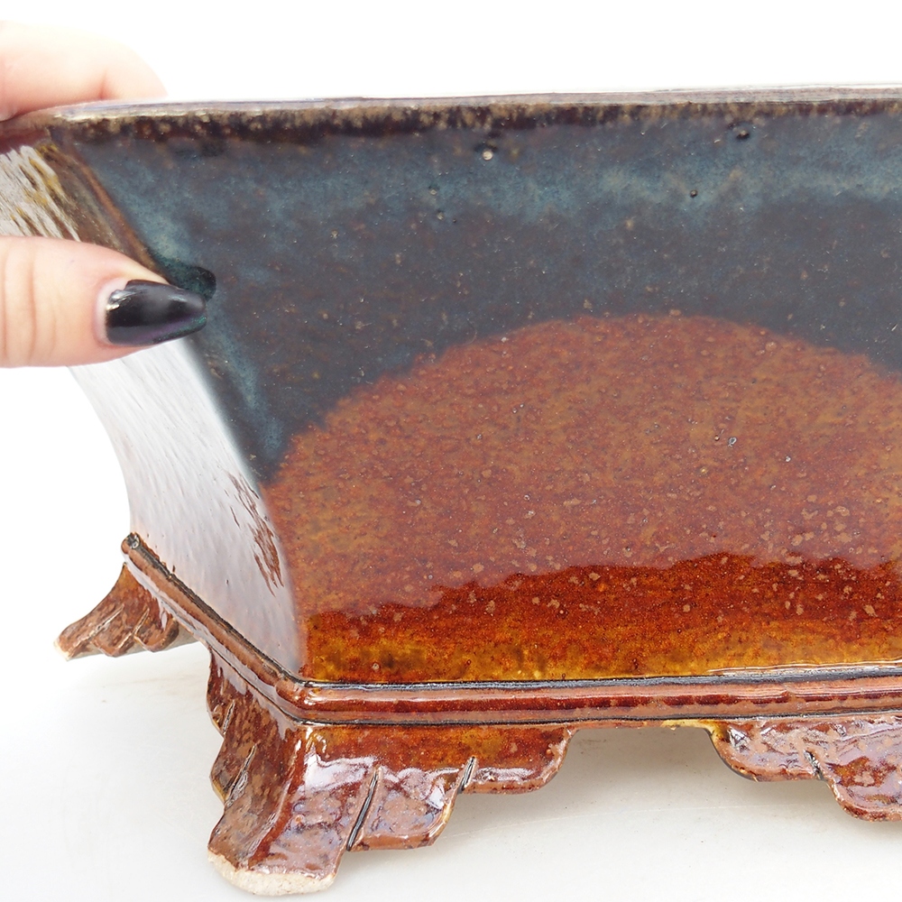 Ceramic bonsai bowl 36 x 31,5 x 14 cm, brown