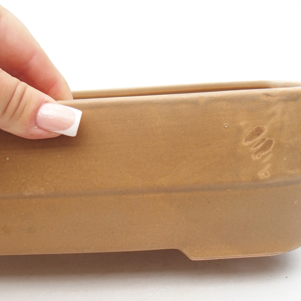 Ceramic bonsai bowl 27,5 x 20,5 x 7,5 cm, colour beige
