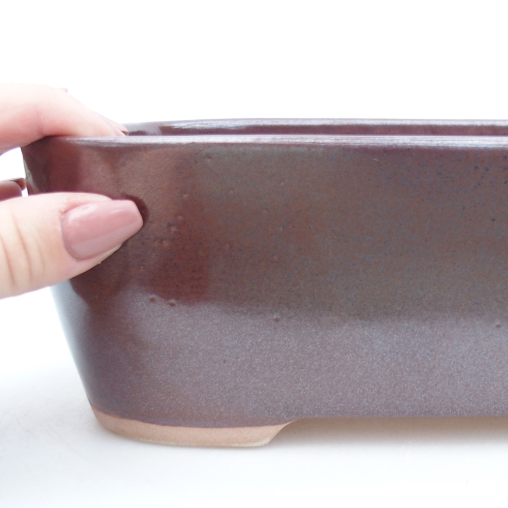 Ceramic bonsai bowl 23,5 x 18 x 7,5 cm, brown