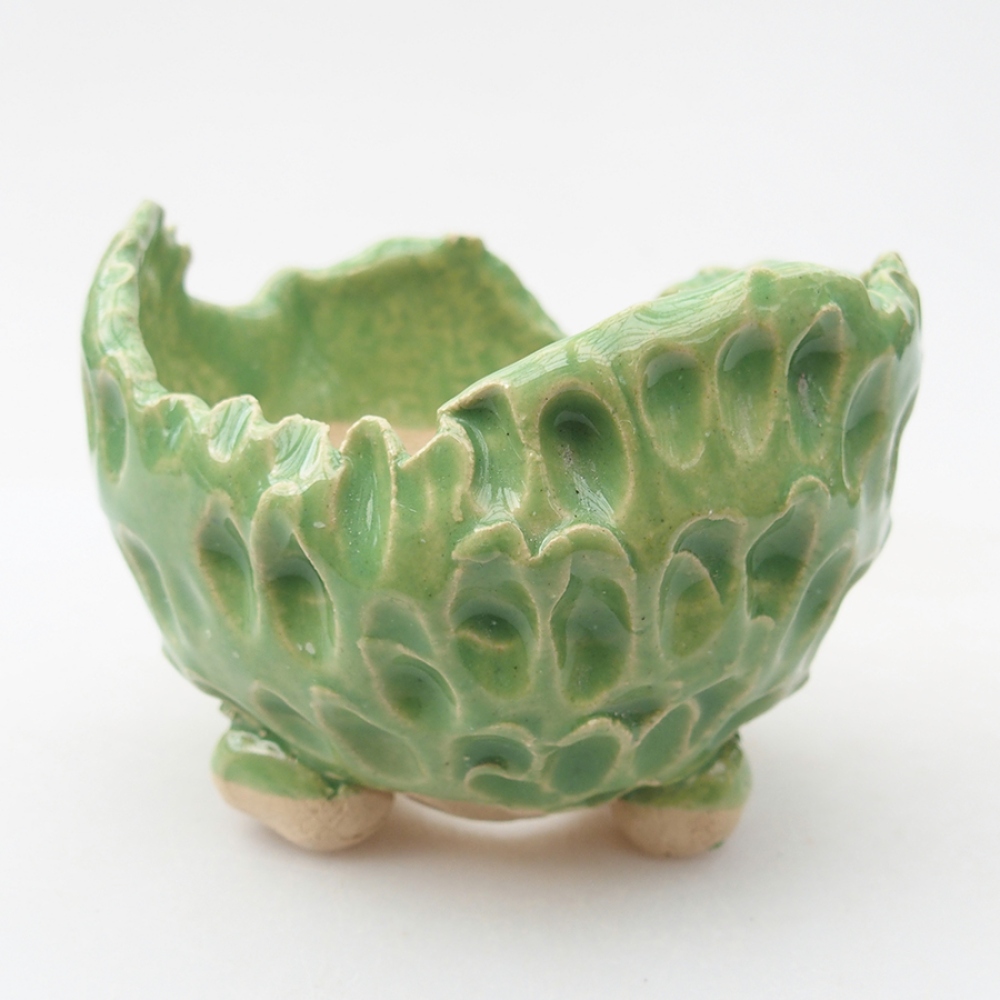 Ceramic shell 7.5 x 7 x 6 cm, color green