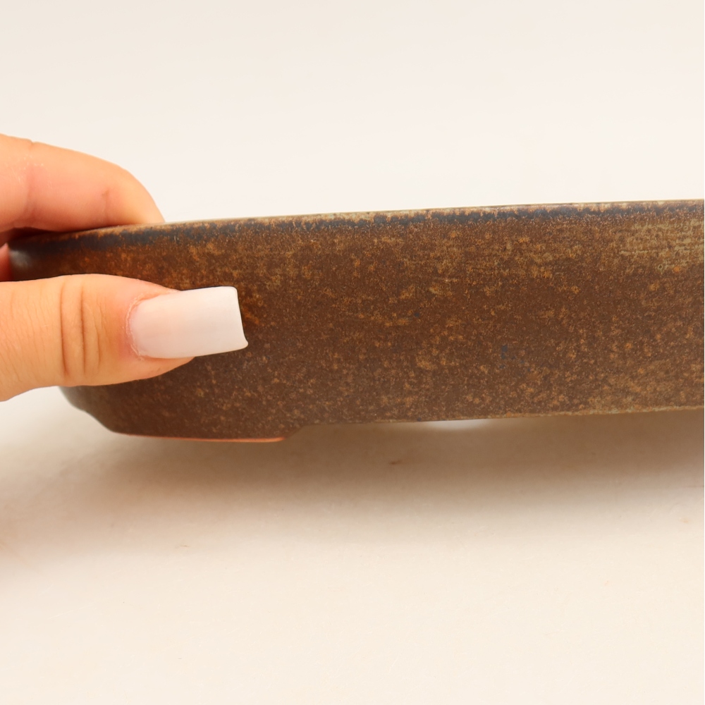 Ceramic bonsai bowl 22 x 17 x 4 cm, brown