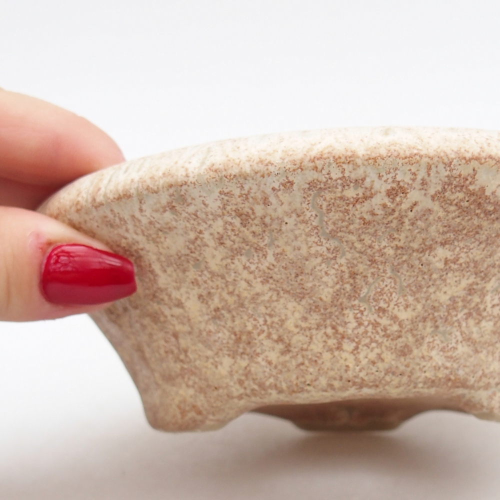 Ceramic bonsai bowl 13,5 x 13,5 x 5 cm, colour beige