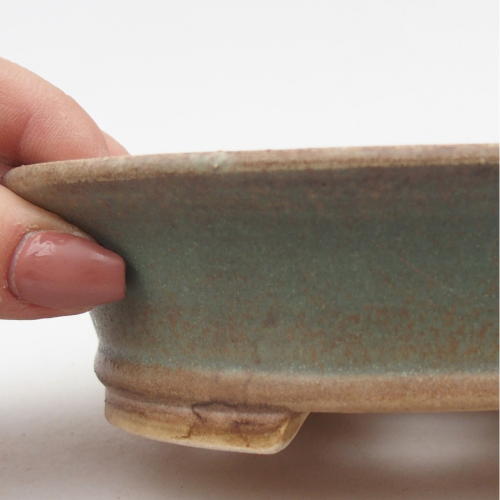 Ceramic bonsai bowl 14,5 x 12,5 x 4 cm, green