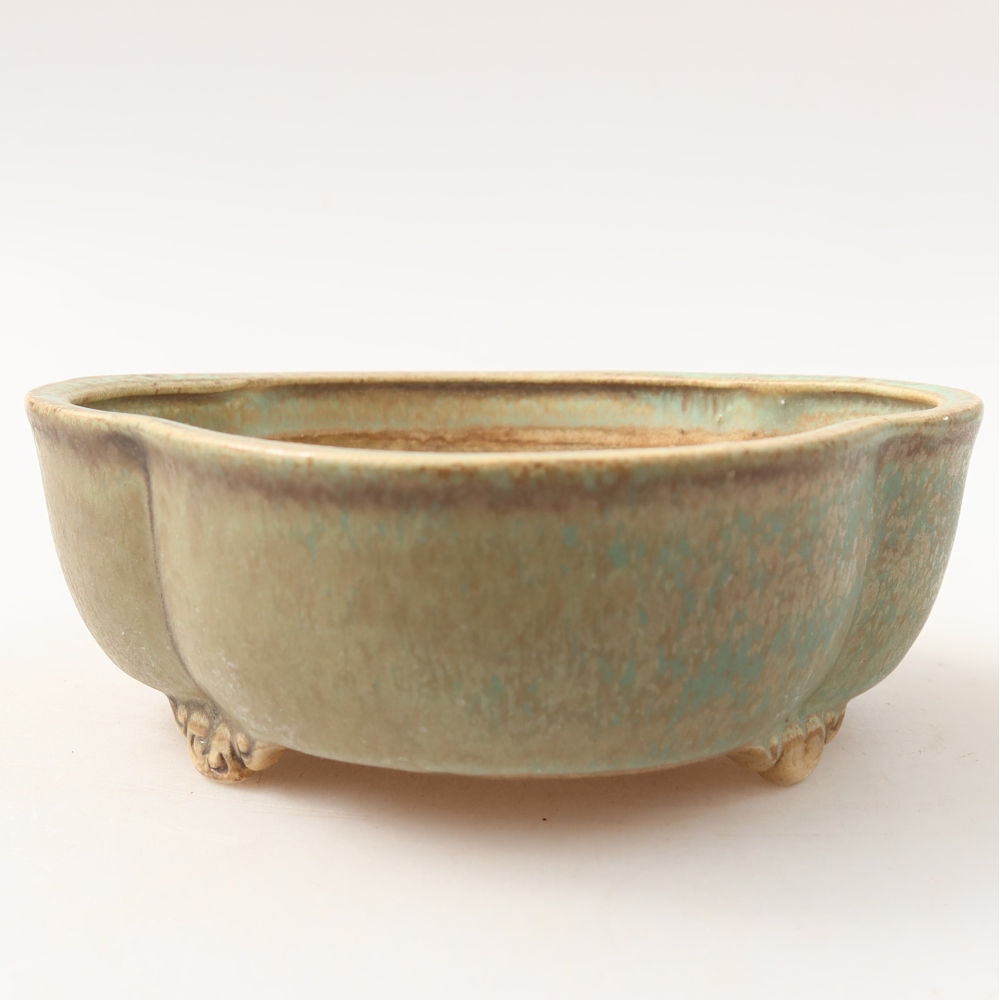 Ceramic bonsai pot, 13.5 x 12.5 x 5 cm, green