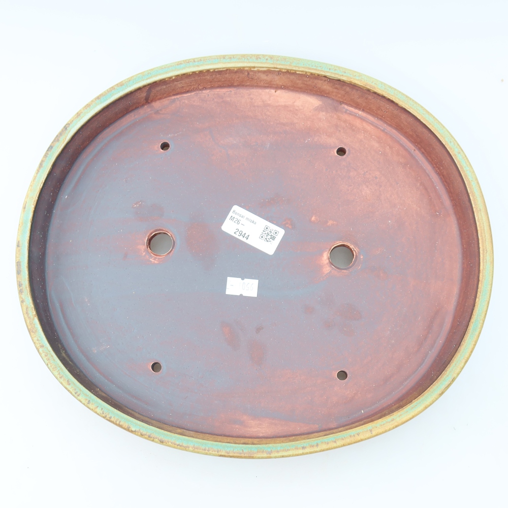Ceramic bonsai bowl 31 x 27 x 4,5 cm, green
