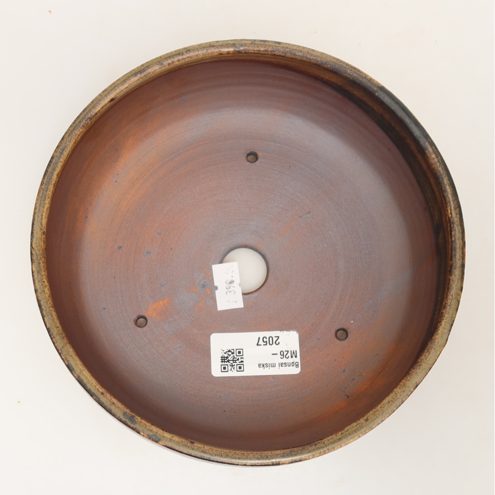 Ceramic bonsai pot, 17.5 x 17.5 x 6 cm, brown