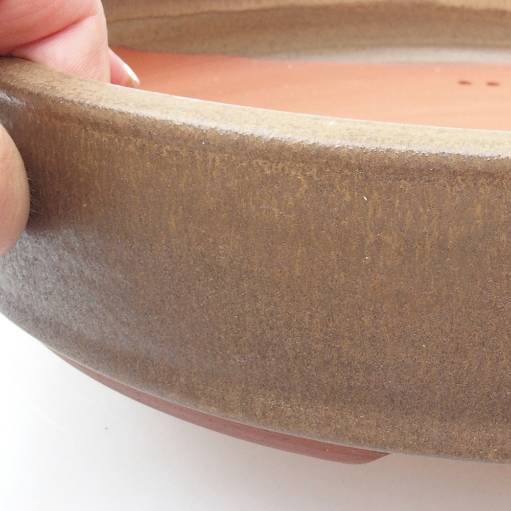 Ceramic bonsai bowl 25,5 x 25,5 x 5,5 cm, color brown