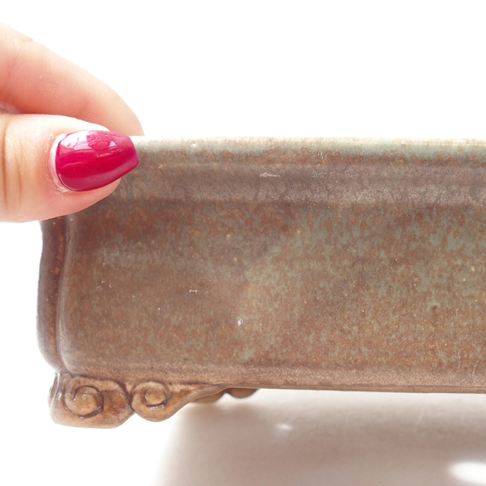Ceramic bonsai bowl 19,5 x 16,5 x 6 cm, color green