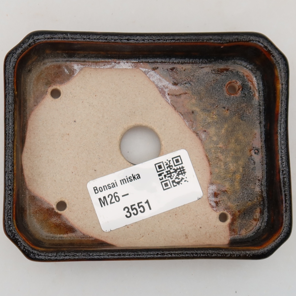 Ceramic bonsai pot, 10 x 8 x 2 cm, brown