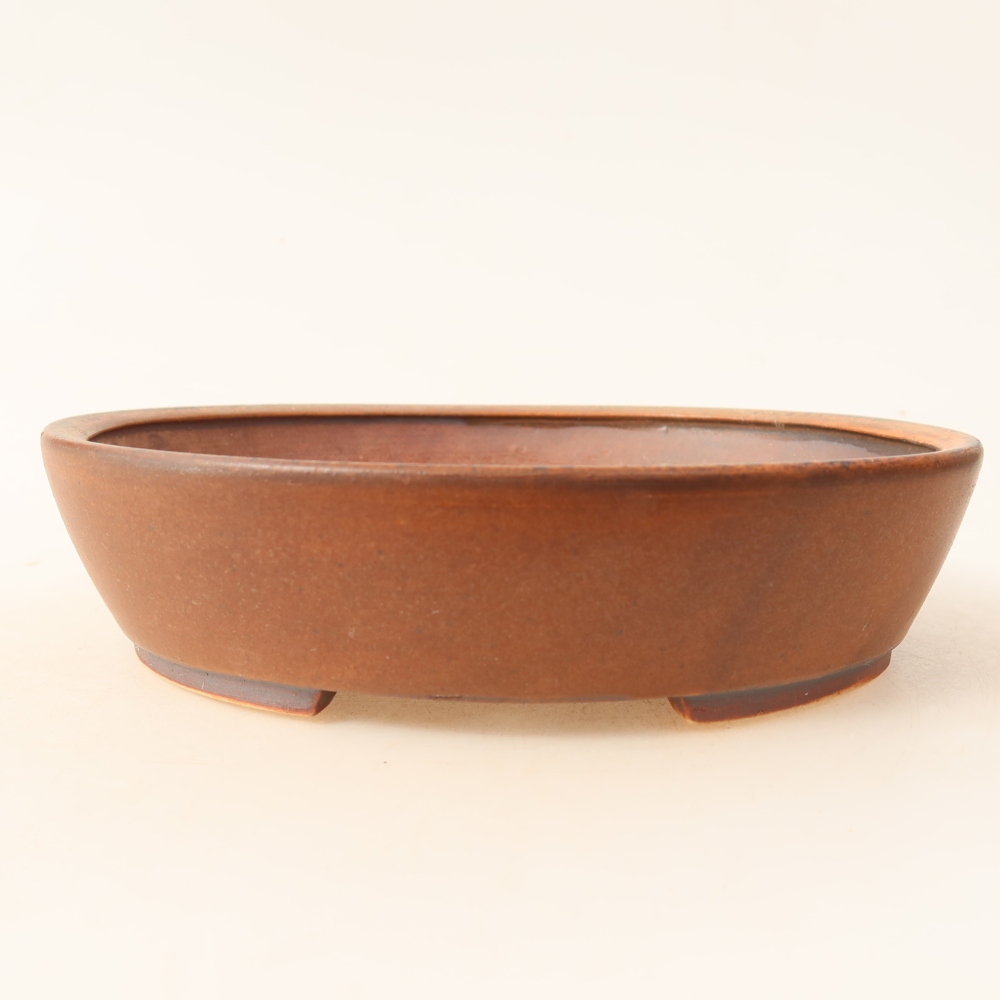 Ceramic bonsai bowl 18,5 x 16,5 x 4,5 cm, brown