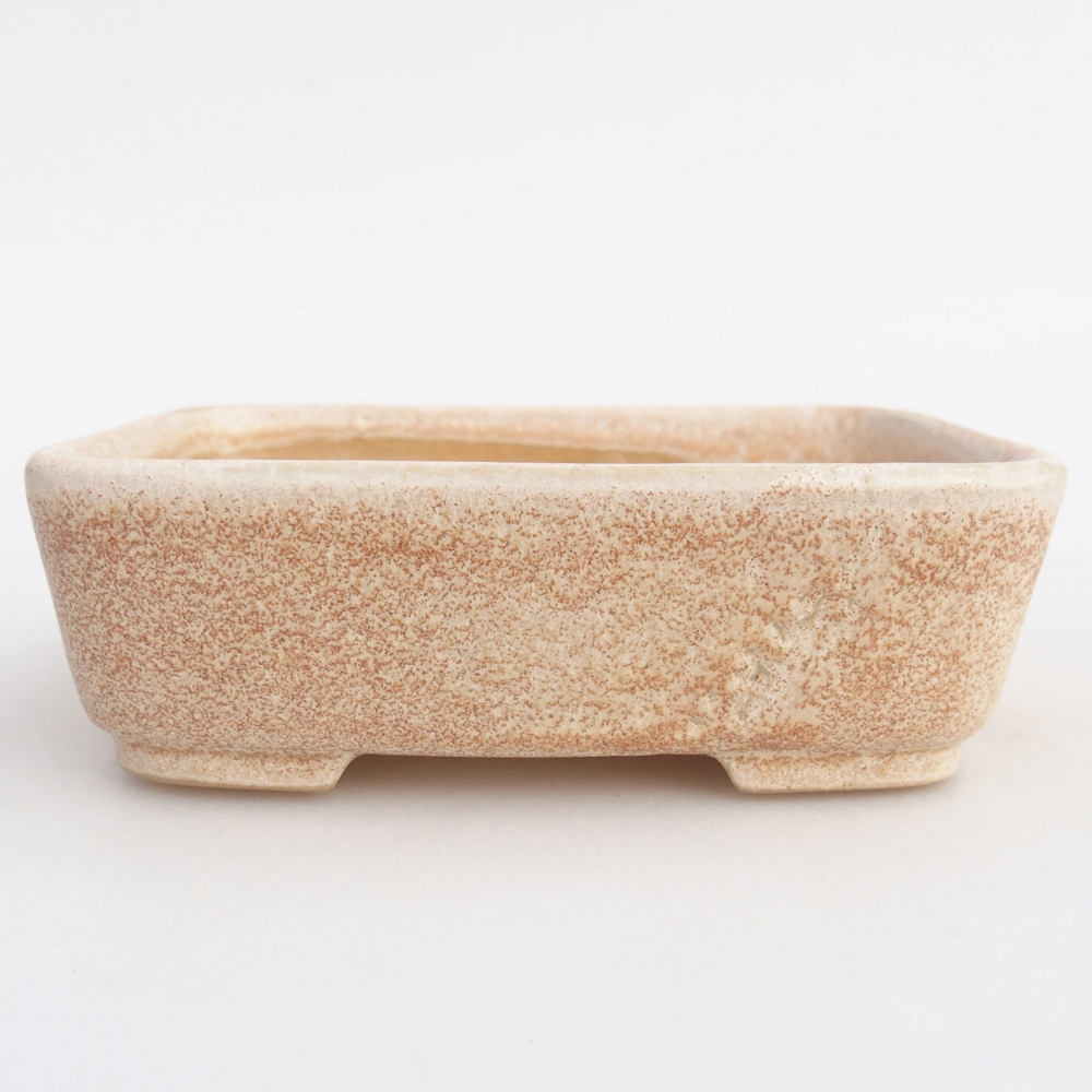 Ceramic bonsai bowl 12,5 x 9,5 x 3,5 cm, colour beige