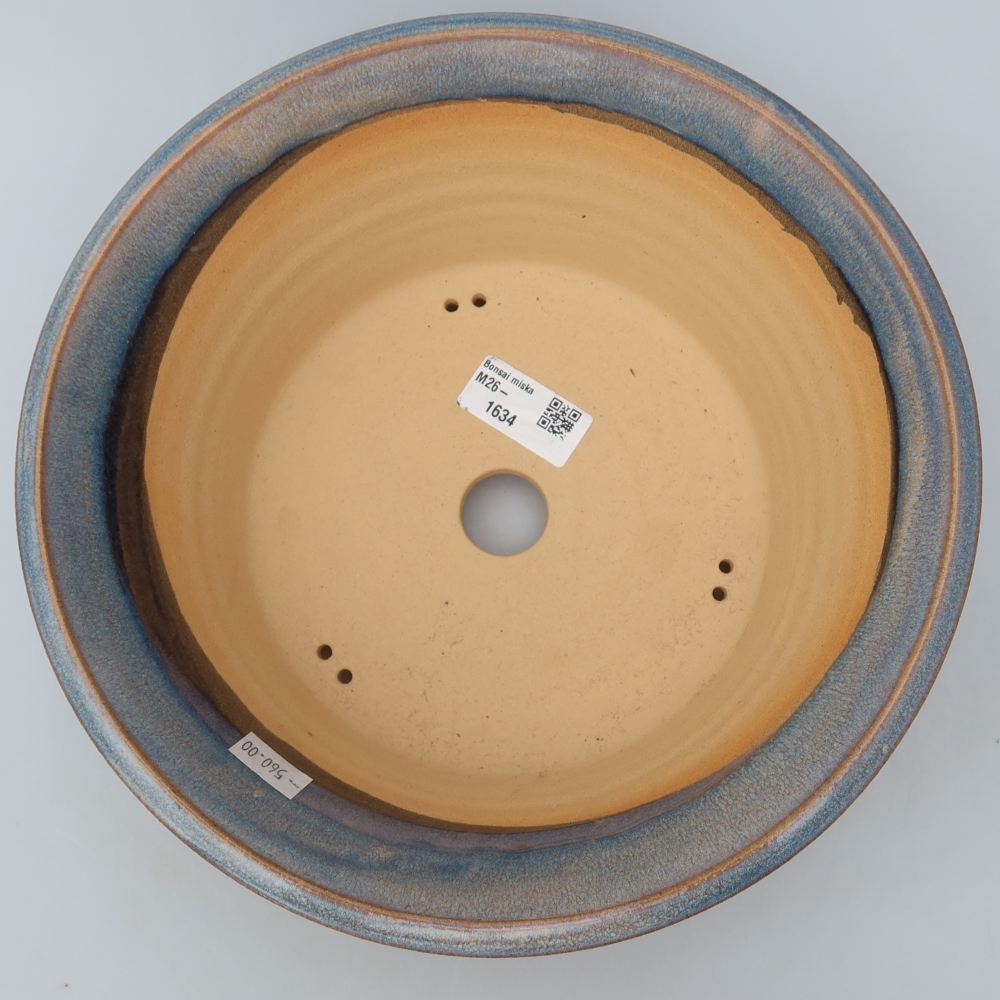 Ceramic bonsai pot, 25.5 x 25.5 x 8.5 cm, blue