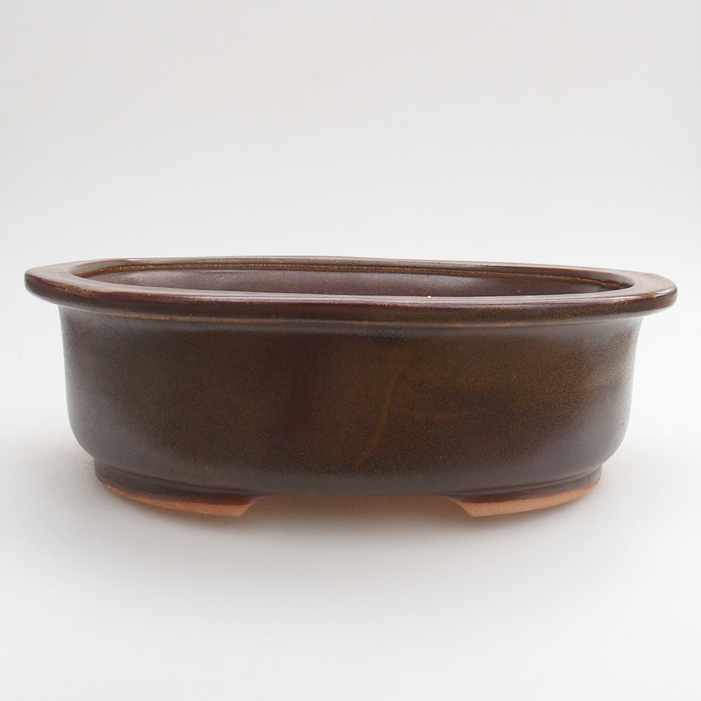 Ceramic bonsai bowl 25 x 20,5 x 8 cm, brown