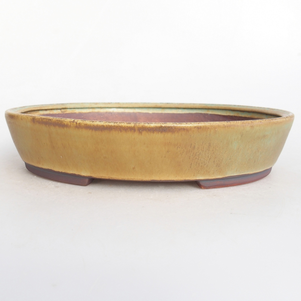 Ceramic bonsai bowl 22,5 x 20 x 4,5 cm, green
