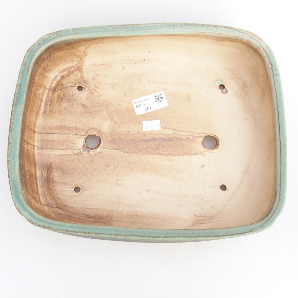 Ceramic bonsai bowl 29,5 x 24 x 7 cm, green