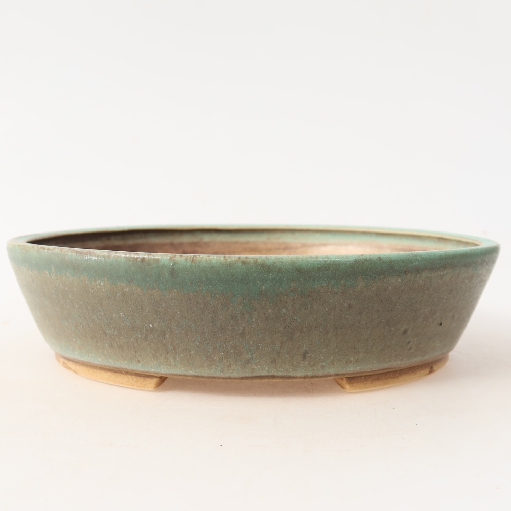 Ceramic bonsai bowl 18,5 x 16,5 x 4,5 cm, green