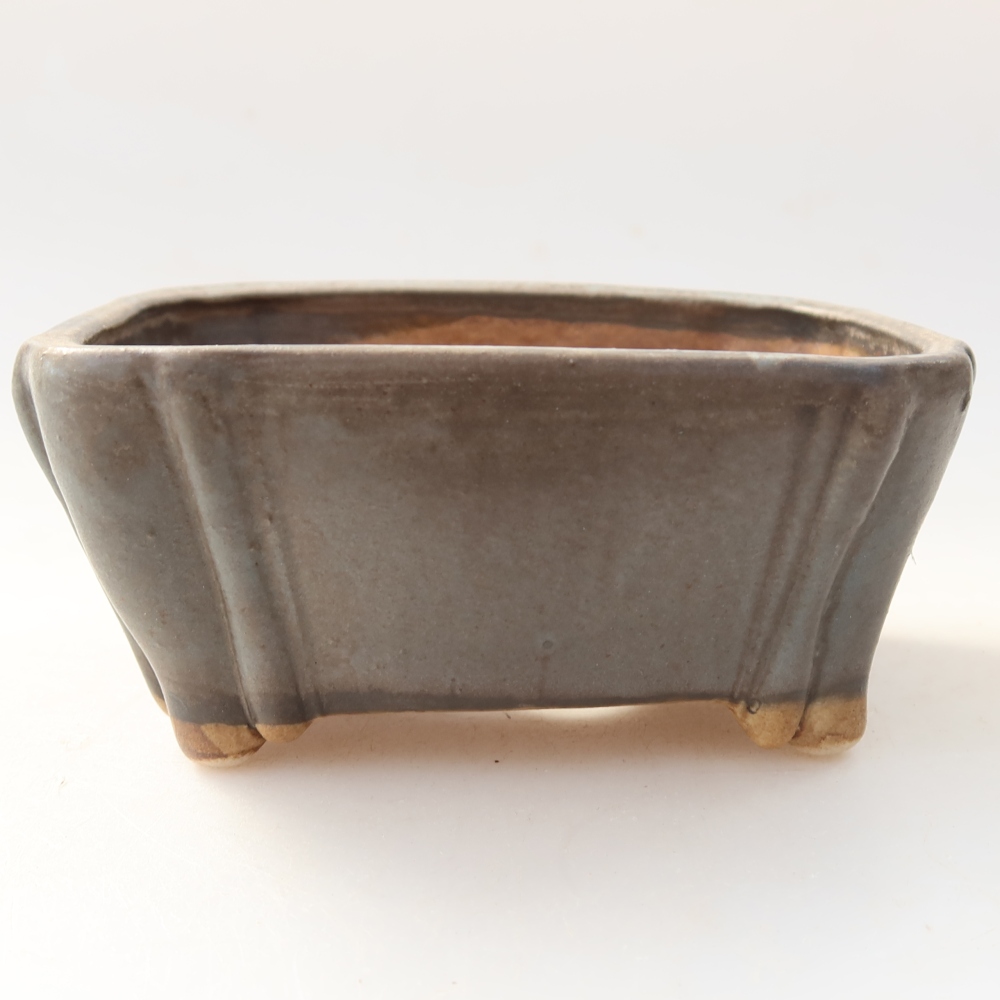 Ceramic bonsai pot, 10.5 x 8.5 x 5 cm, blue