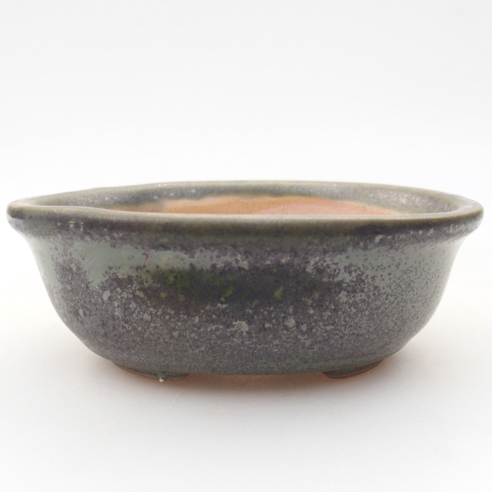 Ceramic bonsai bowl 11 x 8,5 x 4 cm, green