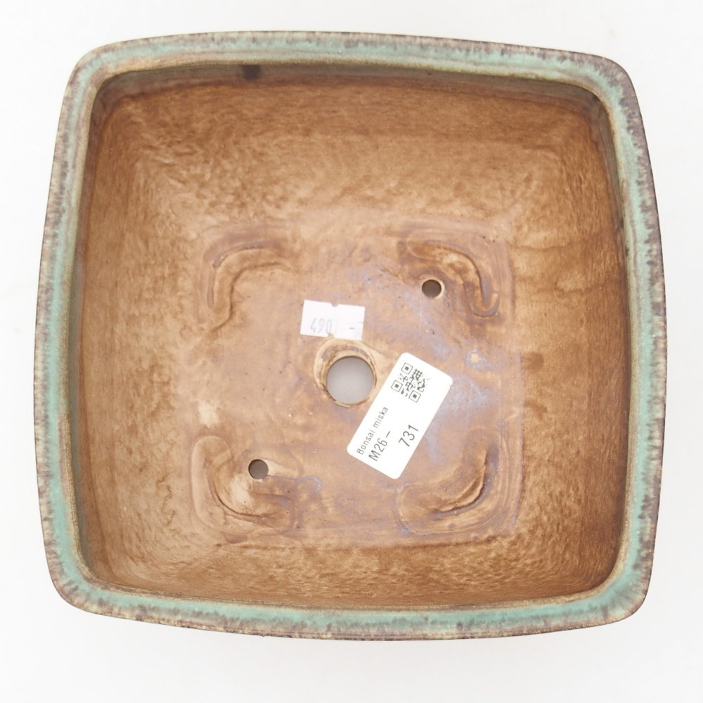 Ceramic bonsai bowl 16 x 16 x 9,5 cm, green