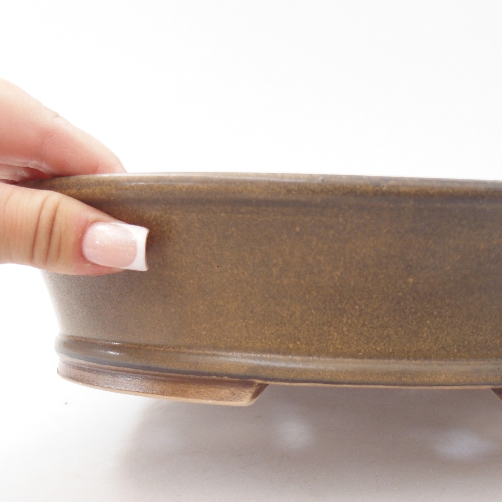 Ceramic bonsai bowl 27 x 24 x 6 cm, brown
