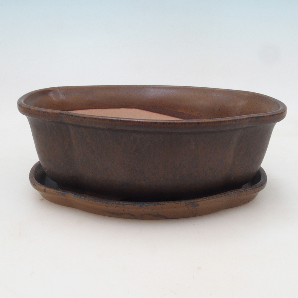 Bonsai bowl + saucer H75 - brown