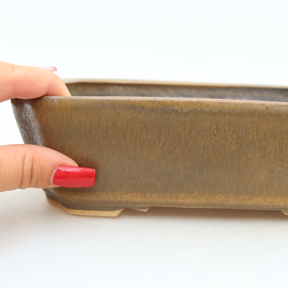 Ceramic bonsai pot, 21.5 x 18 x 6 cm, brown