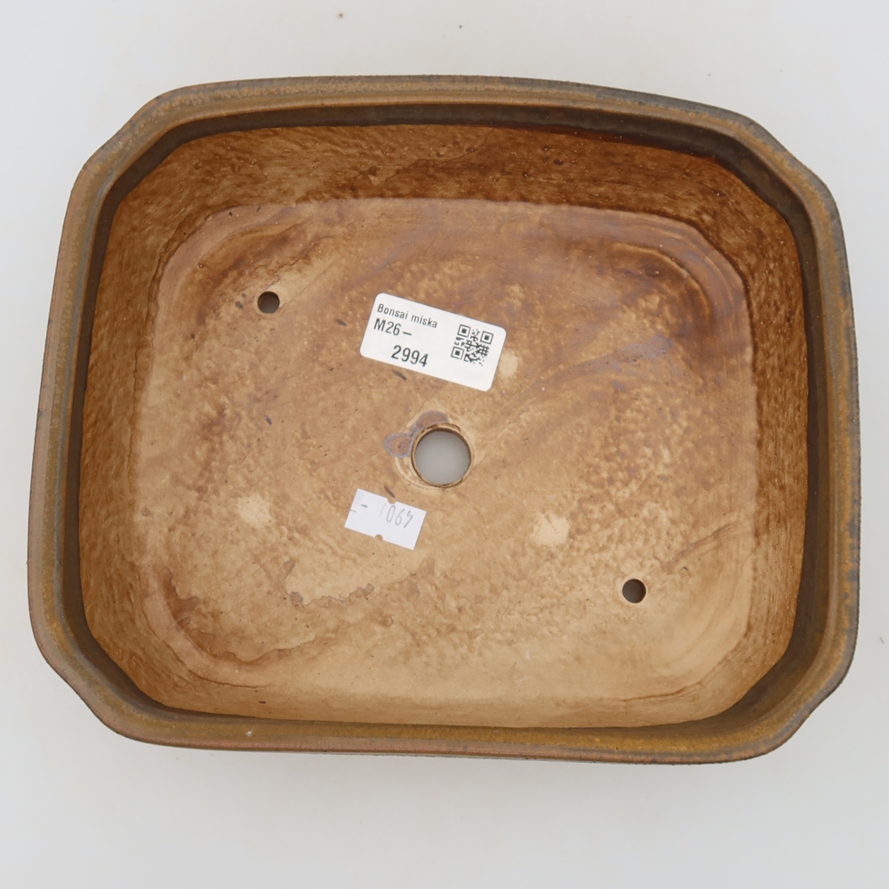 Ceramic bonsai pot, 21.5 x 18 x 6 cm, brown