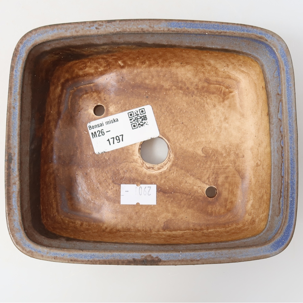 Ceramic bonsai pot, 15 x 13 x 4.5 cm, blue