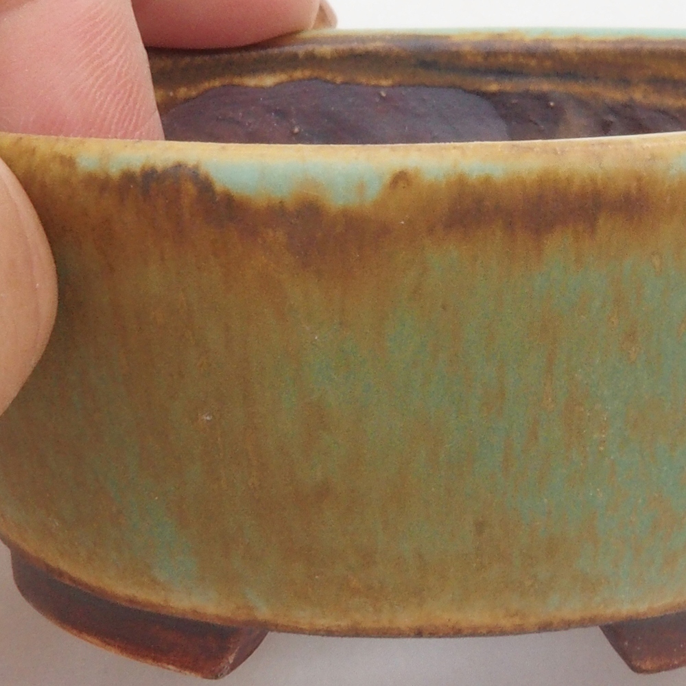Ceramic bonsai bowl 10,5 x 9 x 4 cm, color green