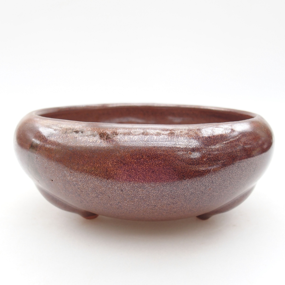 Ceramic bonsai bowl 14 x 14 x 6,5 cm, color brown