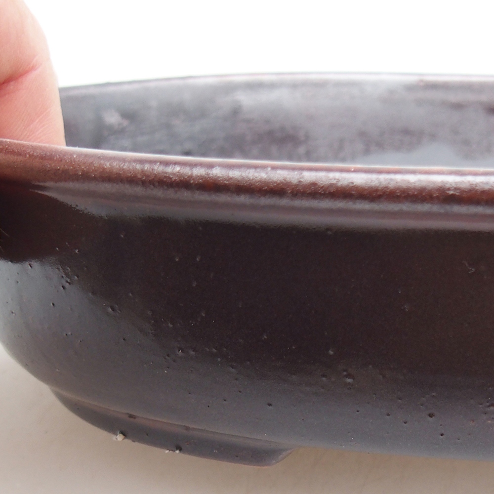 Ceramic bonsai bowl 21,5 x 17 x 5 cm, colour red-black