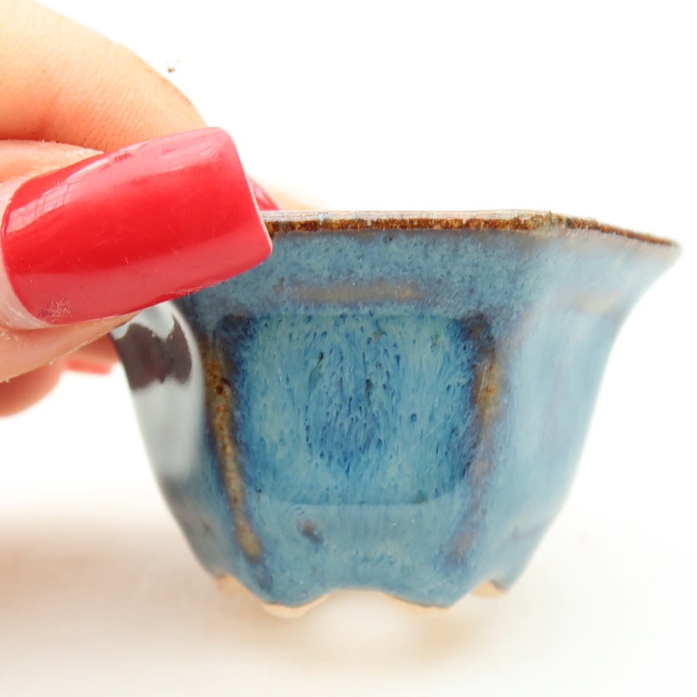 Ceramic bonsai pot, 5.5 x 5 x 3 cm, blue