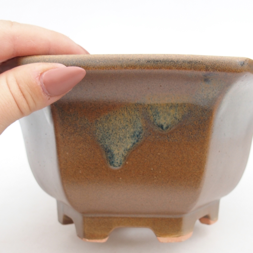 Ceramic bonsai bowl 18,5 x 16,5 x 9 cm, brown