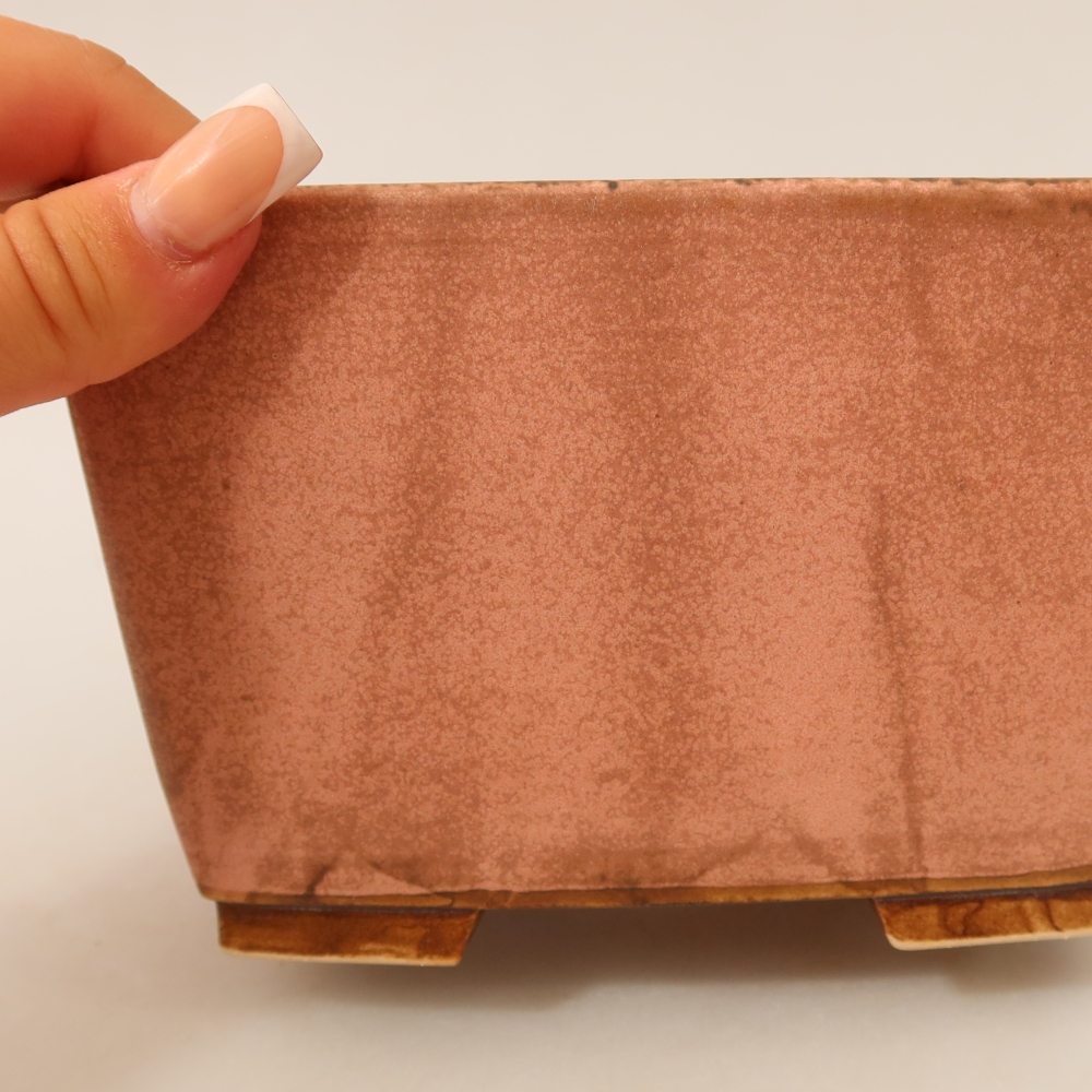 Ceramic bonsai pot, 16 x 16 x 10 cm, pink