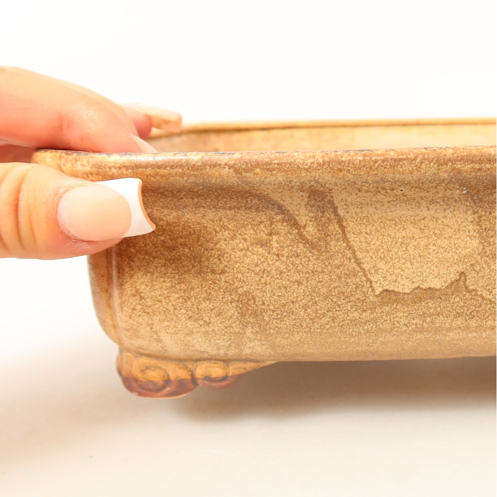 Ceramic bonsai pot, 19.5 x 17 x 6 cm, pink