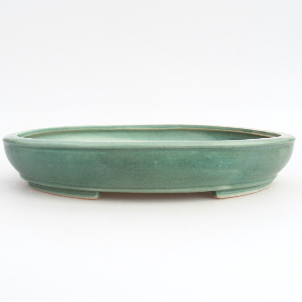 Ceramic bonsai bowl 24,5 x 20 x 4 cm, green