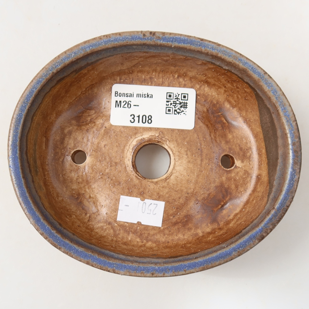 Ceramic bonsai pot, 12 x 10.5 x 4 cm, blue