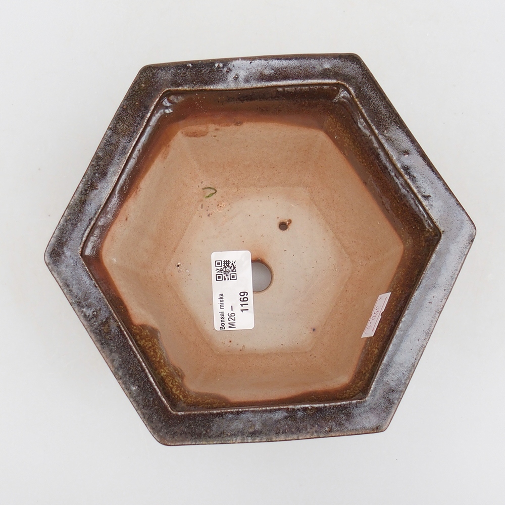 Ceramic bonsai bowl 18 x 16 x 9 cm, colour brown-green