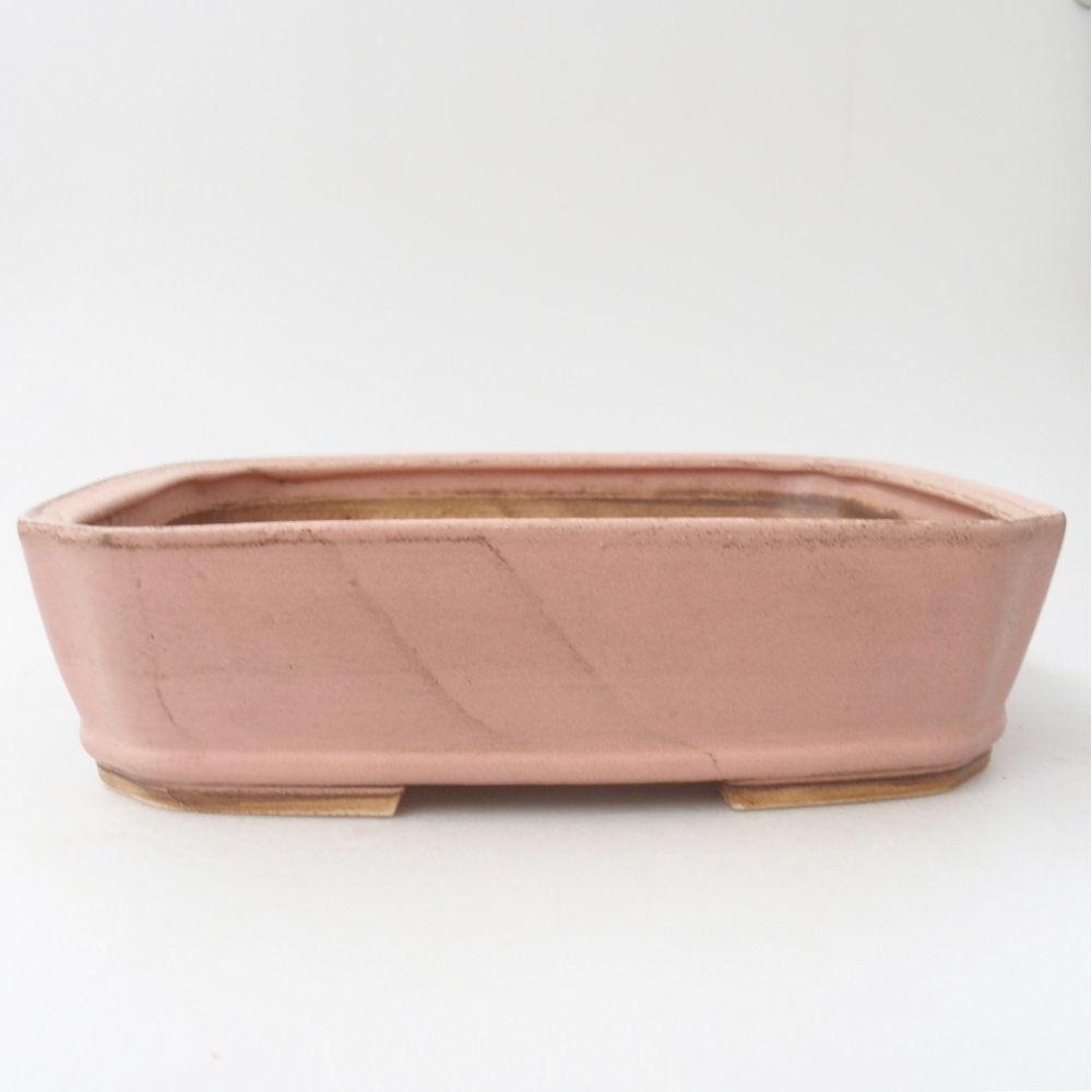 Ceramic bonsai bowl 24,5 x 21,5 x 6,5 cm, pink