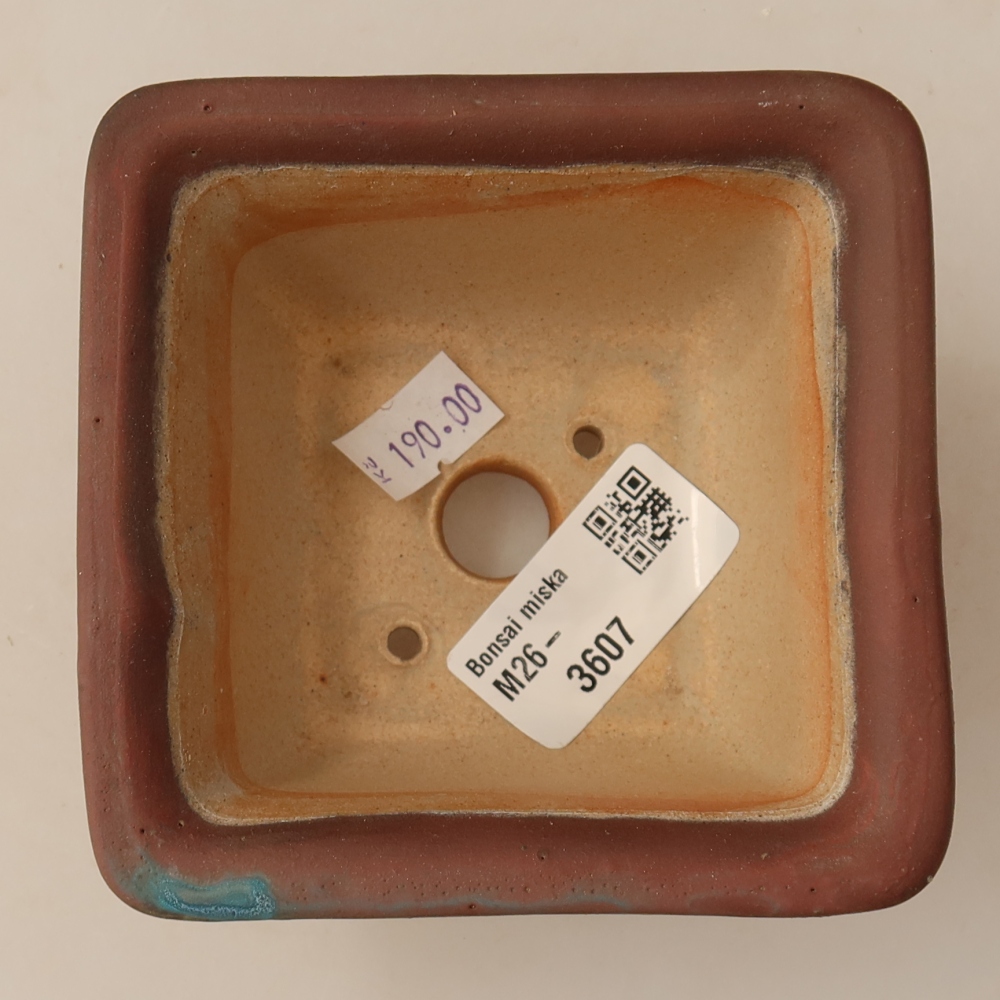 Ceramic bonsai pot, 9.5 x 9.5 x 5.5 cm, metallic color