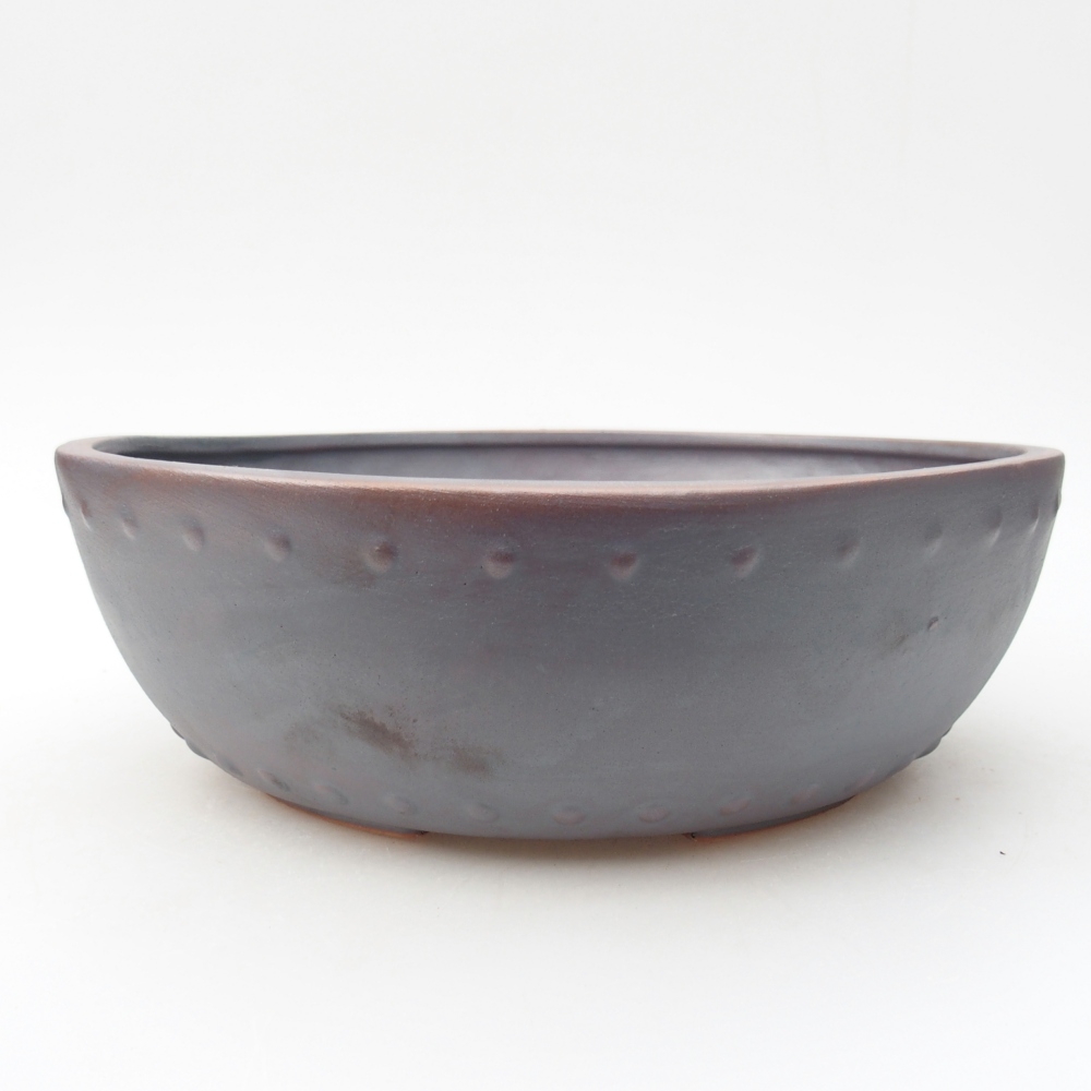 Ceramic bonsai bowl 24 x 24 x 7,5 cm, metal colour