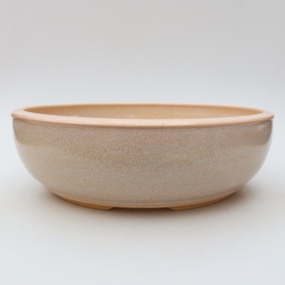 Ceramic bonsai pot, 25.5 x 25.5 x 8 cm, beige