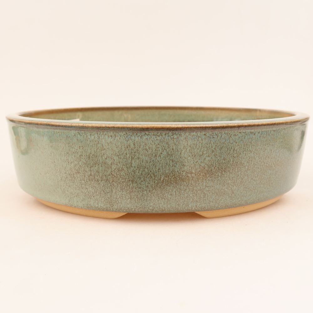 Ceramic bonsai pot, 26.5 x 26.5 x 6.5 cm, green