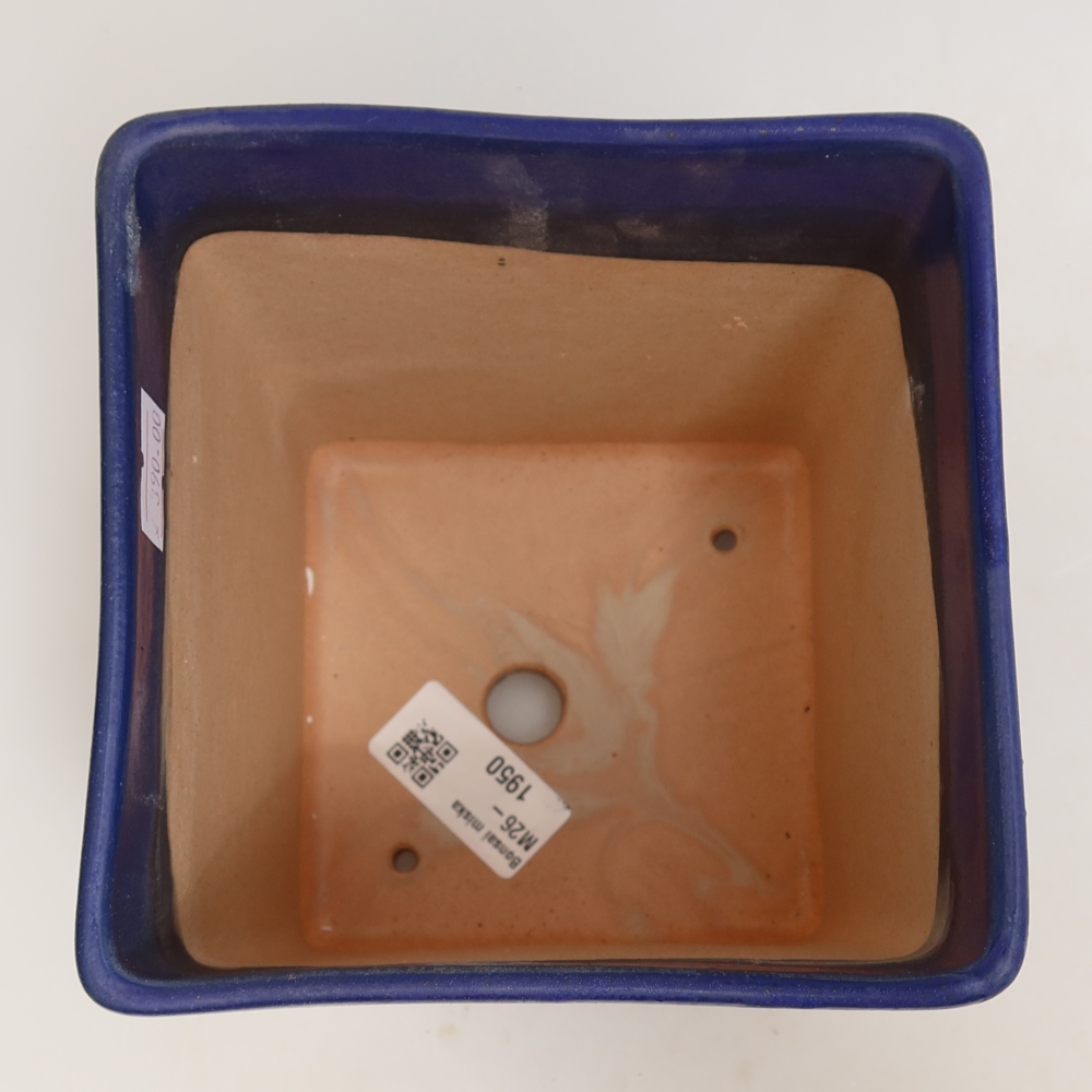 Ceramic bonsai pot, 13 x 13 x 13.5 cm, blue